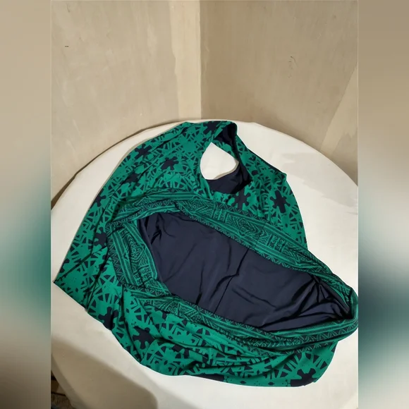 Teal & Navy Sleeveless Patterned Dress - Picture 5 of 7